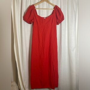 Primark Cotton Sweetheart Red Midi Dress Size S